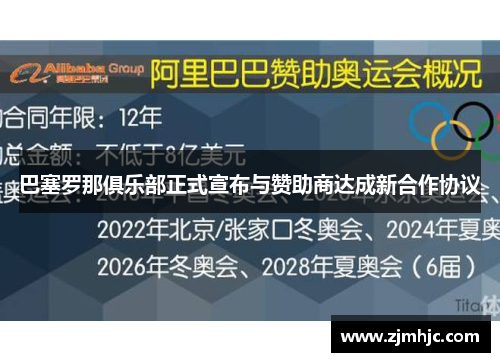 巴塞罗那俱乐部正式宣布与赞助商达成新合作协议